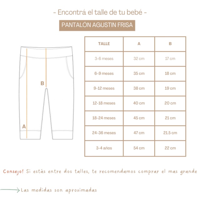 tabla talles pantalon agustin